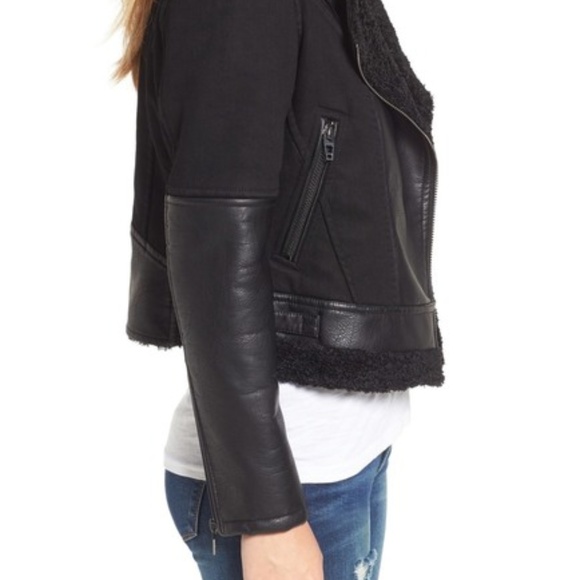 🧡 BLANKNYC Faux Leather Jacket with Faux Shearling Black - Picture 3 of 4